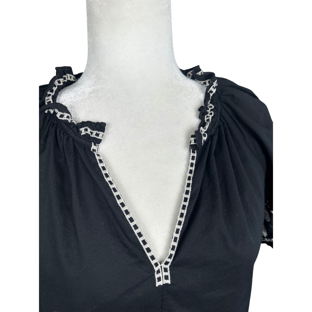 Old Navy Embroidered Babydoll Mini Dress Womens Small Black Boho Cottagecore - Picture 4 of 10